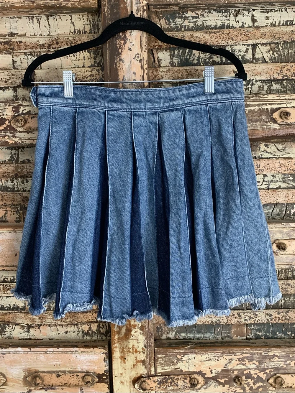 GAP Denim Mini Circle Skirt Panelled Dark Light Blue Frayed Hem Grunge Y2K 28 6R - Picture 3 of 10